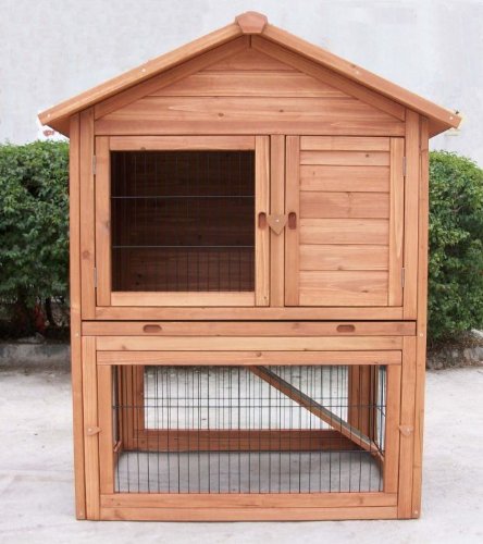 The Cambridge. A two storey hutch and run suitable for either two dwarf rabbits or two guinea pigs.