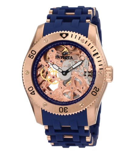 Invicta Men's 1258 Sea Spider Mechanical Skeleton Dial Blue Polyurethane Watch