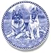 German Shepherd & Puppy: Hand-made Danish Blue Plate