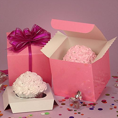 Pink 4" X 4" X 4" Glossy Wedding Favor Candy Gift Box - Pack of 25