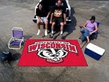 Script with Badger Head ULTI-MAT 5'x8' Floor Mat (Rug) - Wisconsin Badgers NCAA College Athletics