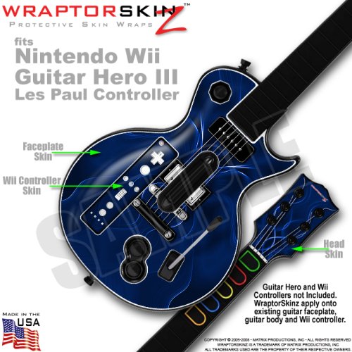 Abstract 01 Blue Skin by WraptorSkinz TM fits Nintendo Wii Guitar Hero III (3) Les Paul Controller (GUITAR NOT INCLUDED)