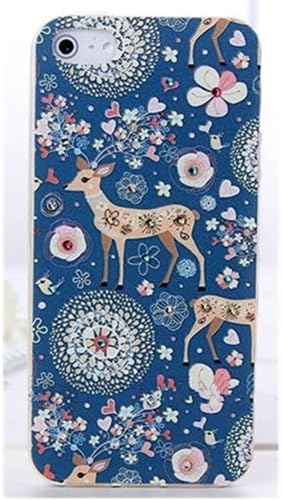 EVTECH(TM) 3D TPU Embossed Series Deer Handmade Crystal Rhinestone Heart Diamond Bling Cover Soft Faceplate Case for iPhone 4 / 4S T-Mobile Sprint AT&T Verizon(100% Handcrafted)