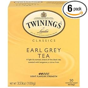 Twinings Earl Grey Tea, Tea Bags, 50-Count Boxes (Pack of 6)