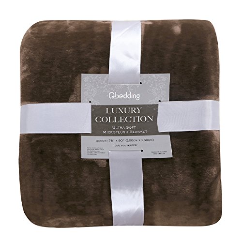 Qbedding Blankets | Microplush Fleece Blanket | Luxury Collection : Extra-thick (380 GSM) and Anti-Static (Dark Chocolate, Twin 59x78)