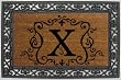 Monogram Coir Doormat Insert with Rubber Base Frame - X Monogram Coir Doormat Insert with Rubber Base Frame - X