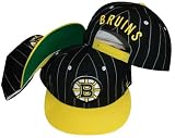 Boston Bruins Two Tone Pinstripe Snapback Adjustable Plastic Snap Back Hat / Cap