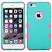 Iphone 6 plus case, Slim Fit IPhone 6 Plus (5.5 inch) Hybrid Triple Layer Tuff Verge Merge Shield Heavy Duty Hard Cover Fitted Skin Case Protector + Clear LCD Screen Protector Shield Guard + Touch Screen Stylus Pen (Green/Pink TUFF)