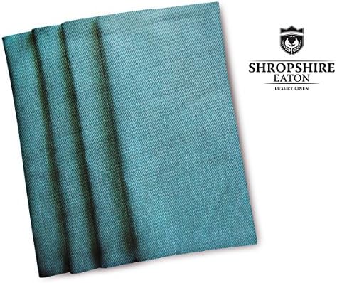 Cloth Dinner Napkins - Luxury Kitchen Linen for your Table - Set of 4 - Chalybeous Blue Chambray Cloth Napkins 18" x 18"