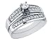 Diamond Engagement Ring & Wedding Band Set 3/8 Carat (ctw) in 14K White Gold