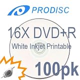 Prodisc 16X DVD+R white inkjet printable to hub in shrink wrap - 100 Pack - Kit includes keychain LED light