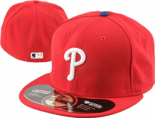 Philadelphia Phillies Red New Era 5950 Fitted Baseball Cap Size 7 5/8