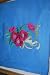 Embroidered Medium Blue T with Pink Flowers Adult-L