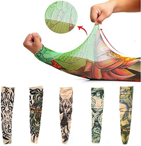 BPBIKE 2PCS 1 Pair Outdoor Riding Sports Cool Temporary Tattoo Arm Sleeves Stockings Flower Arm Unscreen Anti-u Ltraviolet UV (number 5)