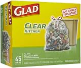 Glad Tall Kitchen Drawstring Clear Recycling Trash Bags, 45 Count