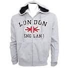 Mens London England Union Jack Hooded Zip Up Jumper/Hoodie
