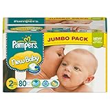 Pampers New Baby Size 2 (6-13 lbs/3-6 kg) Jumbo Pack of 80 Nappies