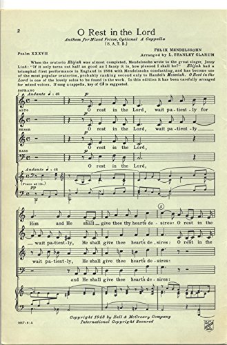 O Rest in the Lord SATB