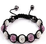 Shamballa Bracelet White & Purple Ball Friendship Bead Unisex Bracelets Swarovski Crystal Beads