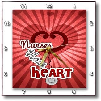 dpp_79461_1 Doreen Erhardt Nurses Collection - Nurses Have Heart red hearts with sun burst and stethoscope - Wall Clocks - 10x10 Wall Clock