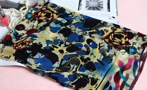 Women Elegant 100% Silk Head Large Square Scarf Shawl Multicolour Petal Rose Pattern