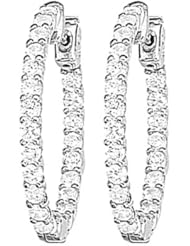 14kt White Gold Inside Out Sur-Lok Diamond Hoop Earrings 2.50ct TW