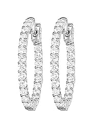 14kt White Gold Inside Out Sur-Lok Diamond Hoop Earrings 2.50ct TW