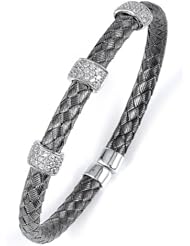 Sterling Silver & Cz Black Rhodium Plated Bangle