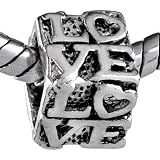 Pugster Dice Shaped Love European Bead Fits Pandora Charm Bracelet