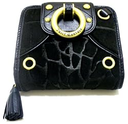 Juicy Couture Black Croc Embossed Velour French Wallet