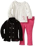 Calvin Klein Baby-girls Infant Jacket With Long Sleeve Tee And Pant, Black, 24 Months