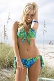 Green/Blue Palm Swimsuit Bowtie Bottom: Swimwear Bottom Only