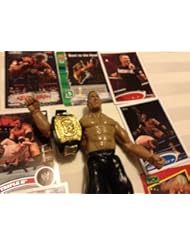 Single Detail Page Misc: The Rock WWE Wrestling Action Figure Loose - Part of nWo New World Order Back and Bad 2 Packs Series 1 "ICON VS ICON" & Lot of 8 Wrestling Trading Cards with WWE World Championship Belt - Jakks