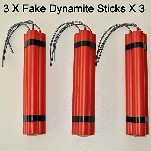 3 X Fake Dynamite Sticks for Army, Bandit or Terrorist Fancy Dress Accessory X 3 by Fancy Dressed Party
