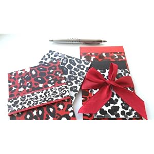 Pamela Gladding Red Hot Stationary Gift Set of 5 includes 2 List Pads, 2 Journals & Sharp Silver Pen