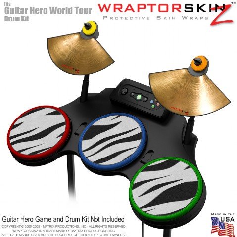 Zebra Stripes Skin by WraptorSkinz fits Guitar Hero 4 World Tour Drum Set for Nintendo Wii, XBOX 360, PS2 & PS3 (DRUMS NOT INCLUDED)