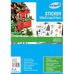 europe 100 EPS002 Weihnachtssticker, A4, 5 Blatt, 605 Etiketten, verschiedene Motive