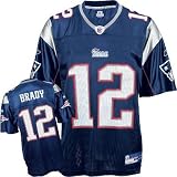 Tom Brady Jersey: Reebok Navy Replica #12 New England Patriots Jersey - Large