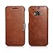 Moon Monkey Luxury Business Genuine Leather Folio Protective Case Wallet Design for HTC One M8 Magnet Adsorption (MM364) (Brown)
