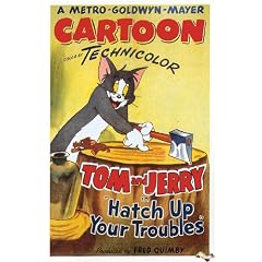 Ein Blatt von 21 Photo Glossy Sticker, jeder Sticker 6,35 cm x 3,8 cm Movie Poster Mgm Tom Jerry Hatch Up Your Troubles 1949