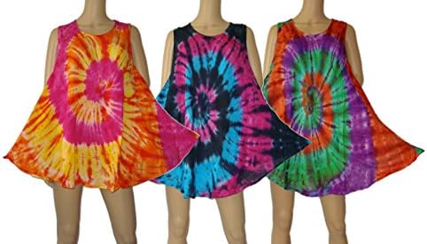 Lots of 3pcs TIE DYE TUNIC TOP/BEACH COVER UP ONE SIZE fits M/L/XL