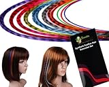 Bundle Monster (Trademark) New 20 Piece Grizzly and Solid Colored Feather Hair Extensions Kit with