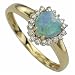14Kt Yellow Gold Heart Shaped Opal Diamond Ring