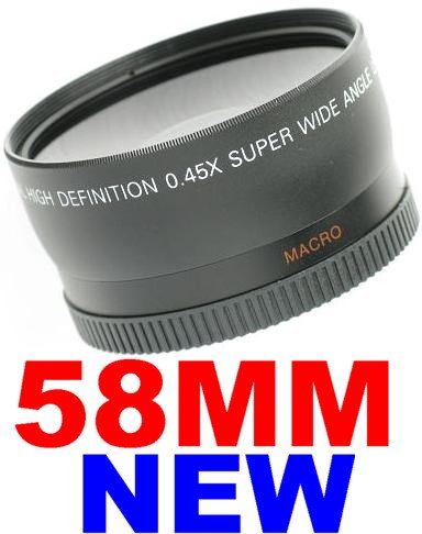 58mm 0.45x WIDE Angle LENS ~INCLUDING LENS BAG~ for Canon Rebel T1I XT XS XSi XTi + MORE! 58 MM