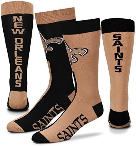 New Orleans Saints Big Top MisMatch Crew Socks Size Large 10-13 - For Bare Feet