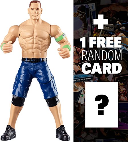 John Cena ~7" Action Figure: WWE Double Attack Action Figure Series + 1 FREE Official WWE Trading Card Bundle