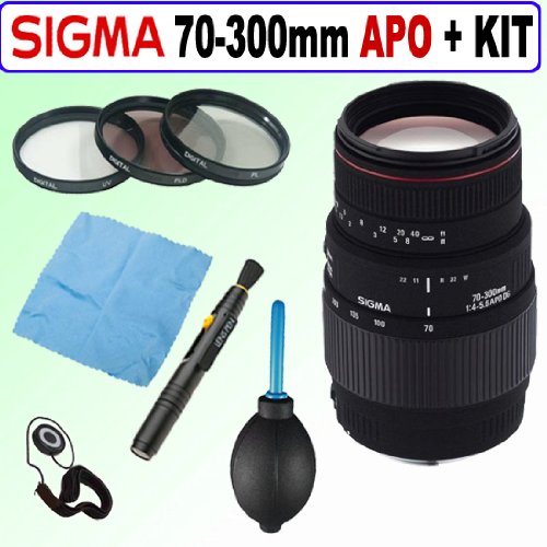 Sigma 70-300mm f/4-5.6 DG APO Macro Telephoto Zoom Lens for Canon SLR Cameras + Accessory Kit