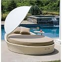 Alfresco Home 44-0401 Grand Cayman Daybed - Includes Bed Frame, Bed Cushion, 2 Pillows, Sunshade, and 2 Mesh Side Tables