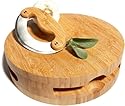 Pinzon Round Bamboo Chopping Block with Inset Mezzaluna