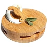 Pinzon Round Bamboo Chopping Block with Inset Mezzaluna